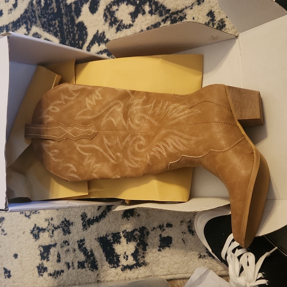 ROLLDA cowboy boots calf high